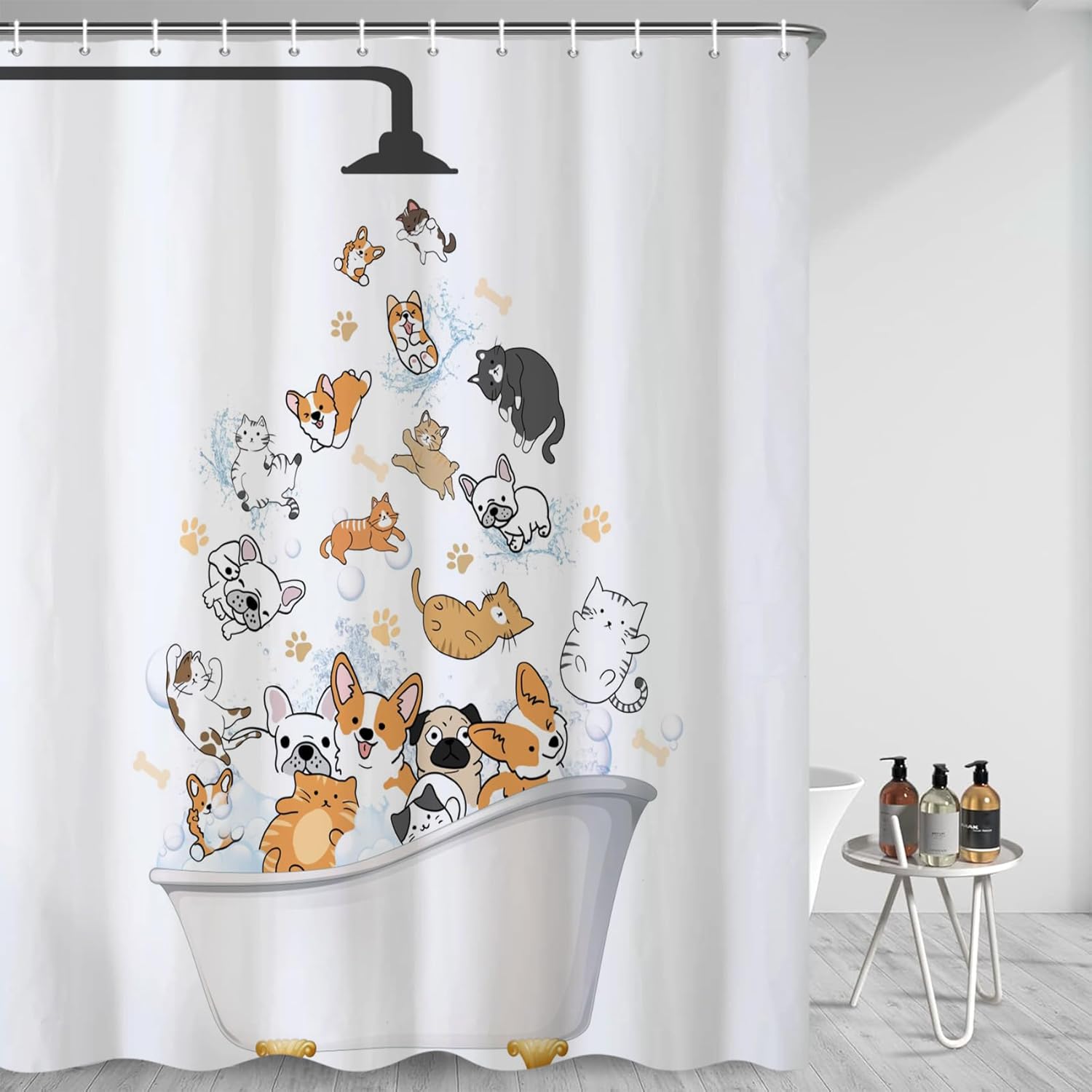 Cute Raining Cats Dogs Shower Curtain For Bathroom Decor Cartoon Animals Pets Playing Water In Bathtub Kids Bath Curtain Set W60H190(CM)-1 Pcs
Cute Raining Cats Dogs Shower Curtain For Bathroom Decor Cartoon Animals Pets Playing Water In Bathtub Kids Bath Curtain Set W60H190(CM)-1 Pcs