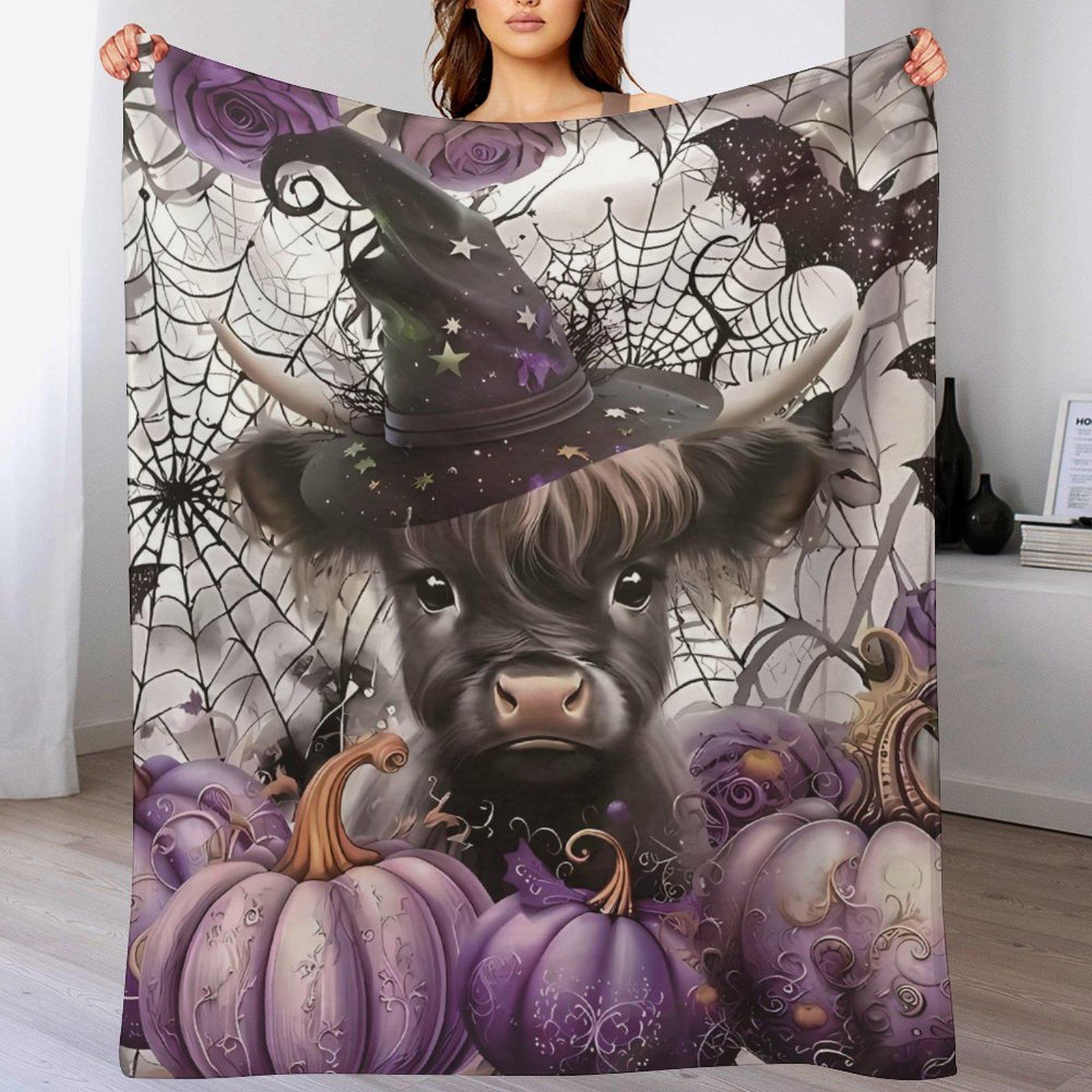 Halloween Cow Blanket -Soft Cozy Throw with Witch Hat and Purple Pumpkins,Perfect for Home Decor,Unique Gift for Seasonal Lovers 75x90cm
Halloween Cow Blanket -Soft Cozy Throw with Witch Hat and Purple Pumpkins,Perfect for Home Decor,Unique Gift for Seasonal Lovers 75x90cm