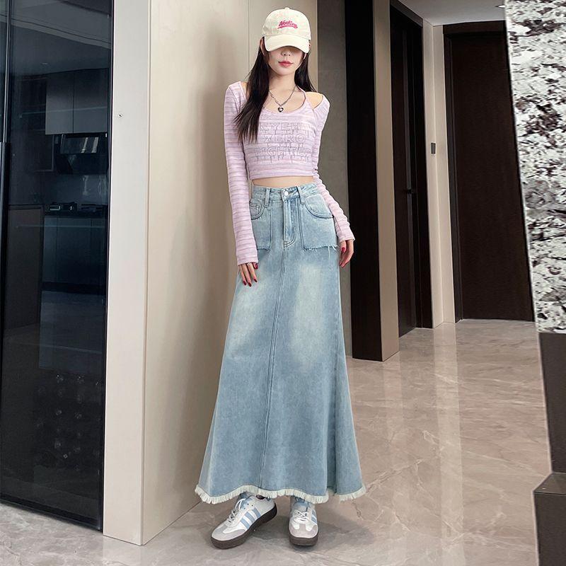 Retro High-waisted New Denim Skirt for Women Mid-length Slim Fur Edge A-line Versatile Fishtail Hip-padded Skirt 2XL
Retro High-waisted New Denim Skirt for Women Mid-length Slim Fur Edge A-line Versatile Fishtail Hip-padded Skirt 2XL