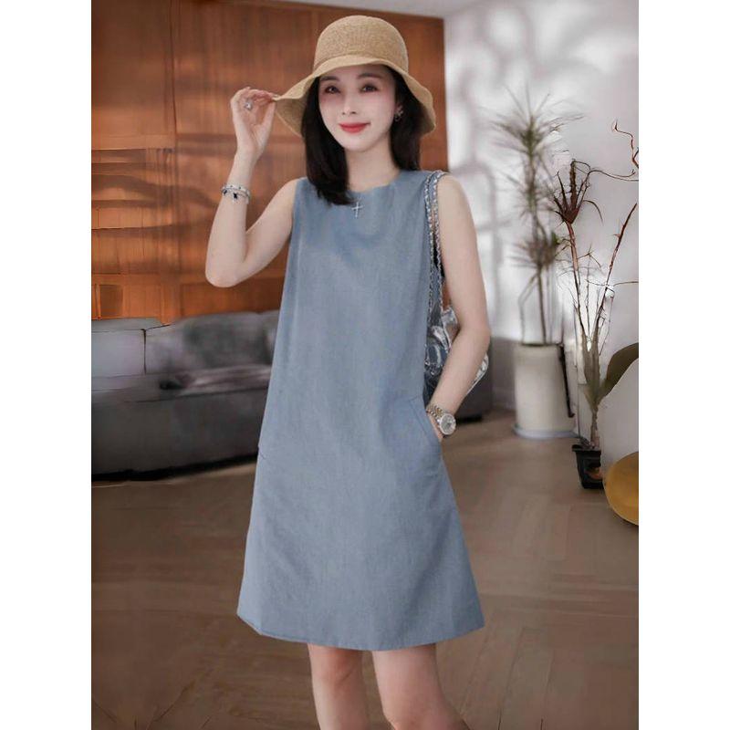 Blue Summer Casual Elegant Waistcoat Sleeveless Dress Picture Color S
Blue Summer Casual Elegant Waistcoat Sleeveless Dress Picture Color S