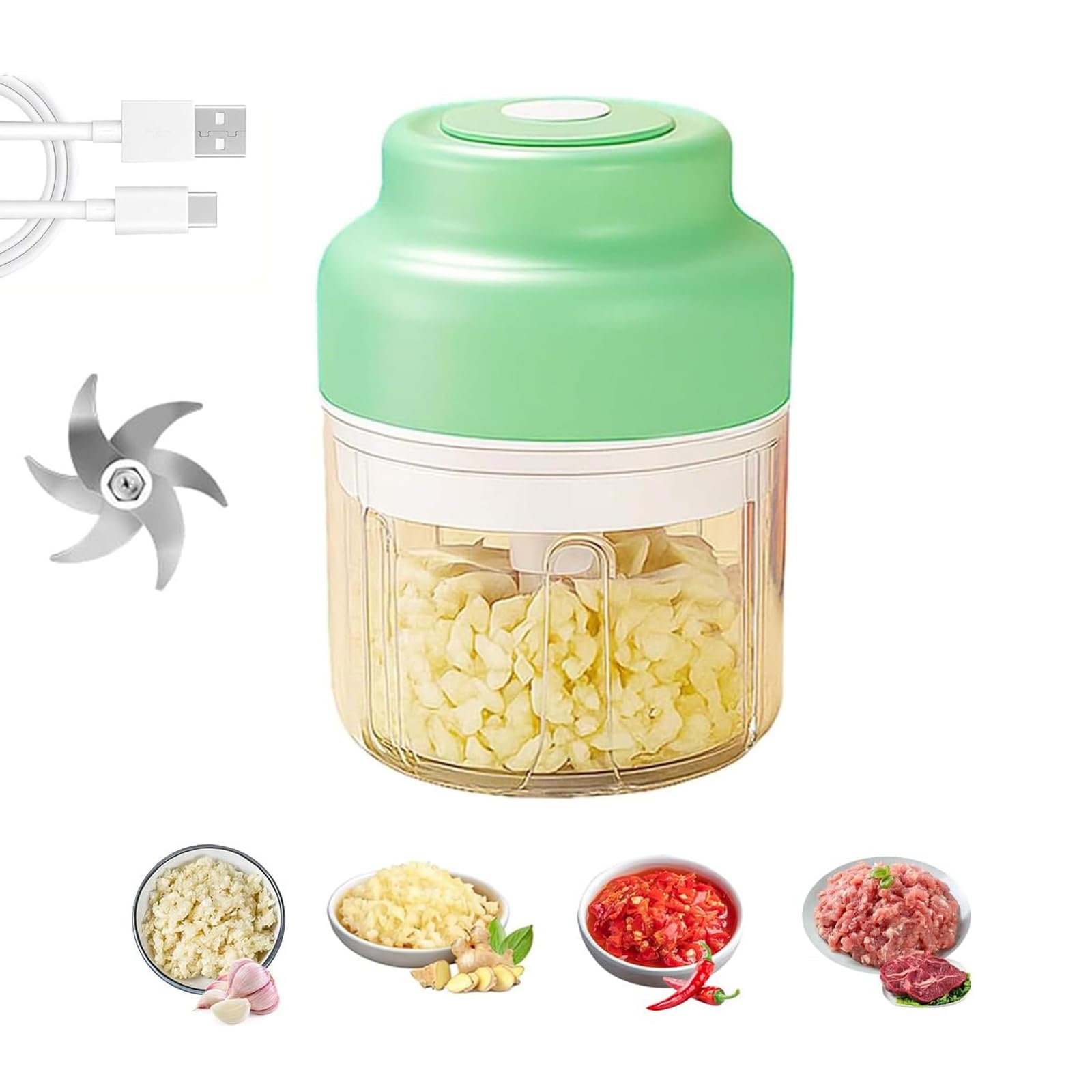 Household Electric Garlic Crusher, Rechargeable Mini Food Chopper with USB Cable, One-Touch Operation, Compact Kitchen Chopper for Garlic 320ML зелений
Household Electric Garlic Crusher, Rechargeable Mini Food Chopper with USB Cable, One-Touch Operation, Compact Kitchen Chopper for Garlic 320ML зелений