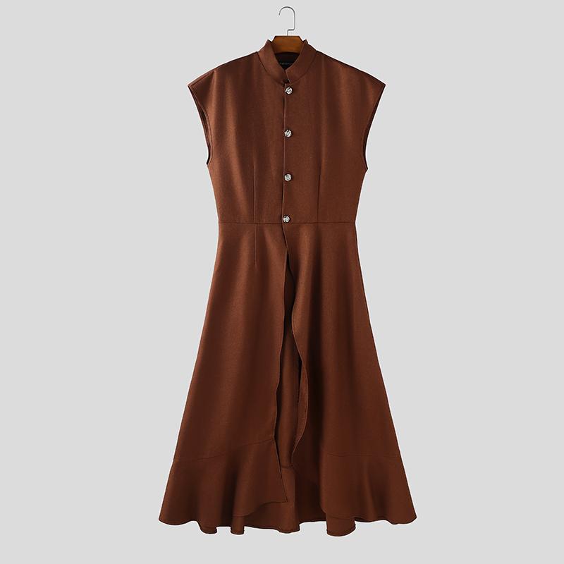 INCERUN Мужские жилеты с воротником-стойкой, без рукавов, с разрезами, асимметричные, повседневные, плиссированные, длинные, приталенные S коричневый
INCERUN Мужские жилеты с воротником-стойкой, без рукавов, с разрезами, асимметричные, повседневные, плиссированные, длинные, приталенные S коричневый