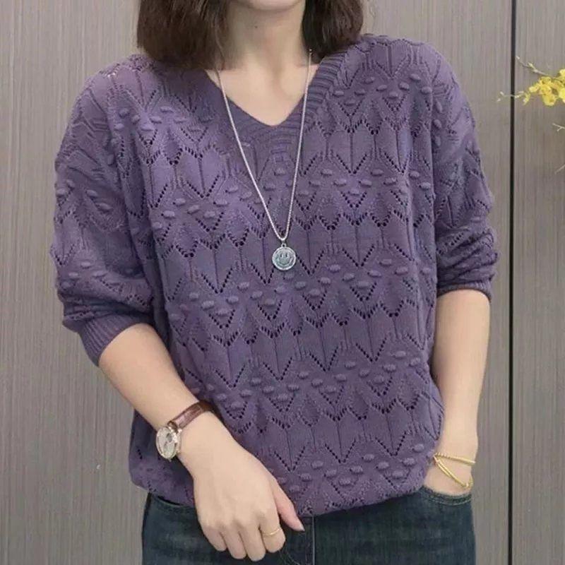 Женские ажурные свитера с V-образным вырезом, женские осенне-зимние свитера с длинным рукавом, однотонный повседневный вязаный джемпер свободного кроя XL фиолетовый
Женские ажурные свитера с V-образным вырезом, женские осенне-зимние свитера с длинным рукавом, однотонный повседневный вязаный джемпер свободного кроя XL фиолетовый