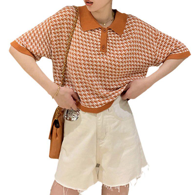 Женские летние модные лаконичные повседневные универсальные футболки с коротким рукавом и свободными лацканами в клетку One Size
Женские летние модные лаконичные повседневные универсальные футболки с коротким рукавом и свободными лацканами в клетку One Size