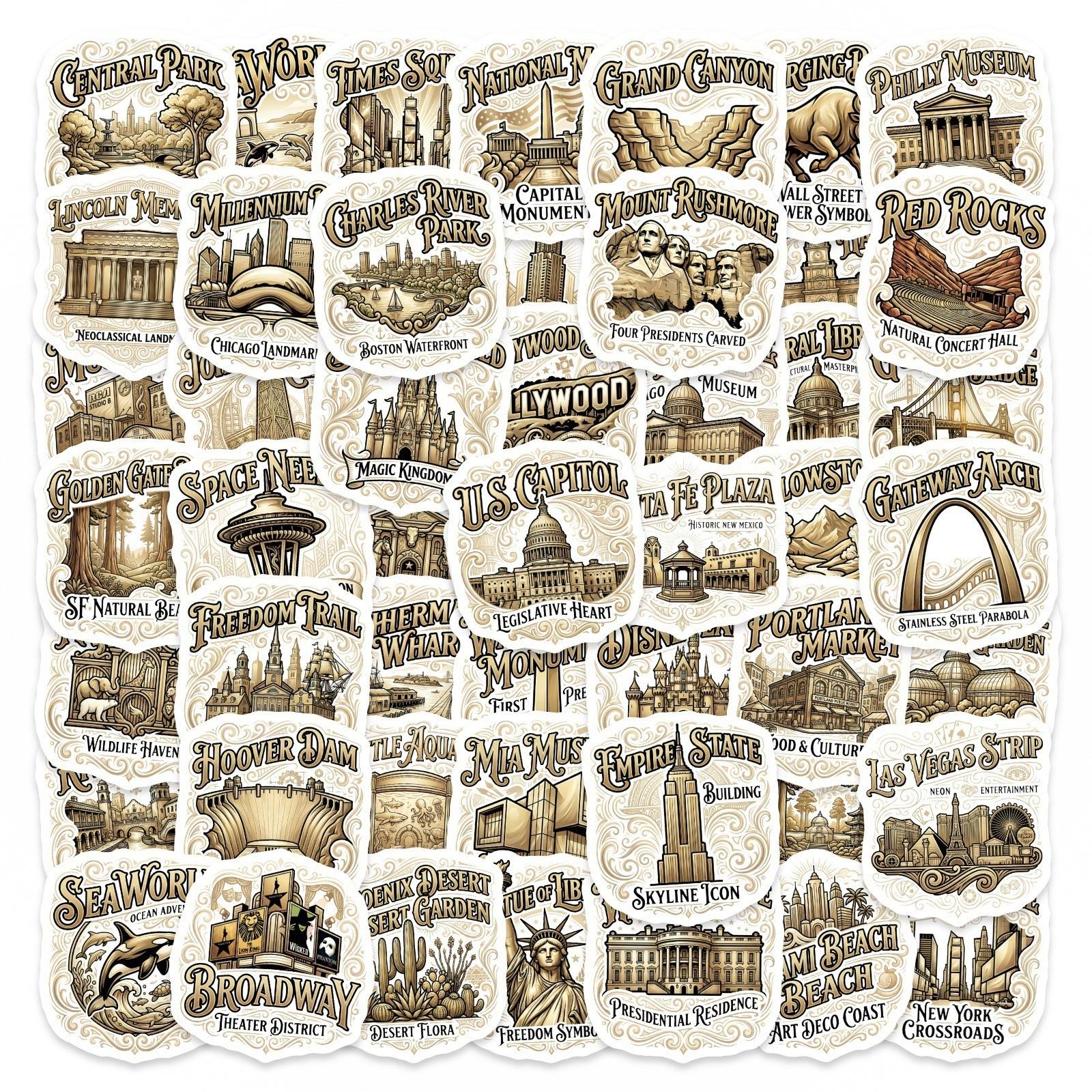 50 American Architecture World Attractions Stickers Water Cup Luggage Decoration Waterproof Pp Text-On-Video
50 American Architecture World Attractions Stickers Water Cup Luggage Decoration Waterproof Pp Text-On-Video