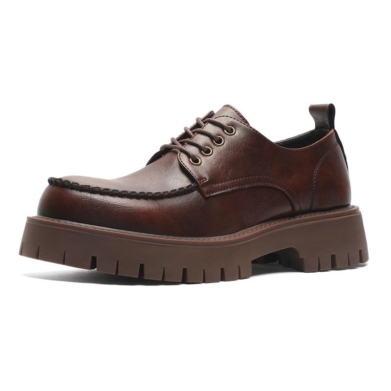 Коричневые кожаные туфли на толстой подошве, визуально увеличивающие рост, в британском стиле, со шнуровкой и круглыми носами 42
Коричневые кожаные туфли на толстой подошве, визуально увеличивающие рост, в британском стиле, со шнуровкой и круглыми носами 42