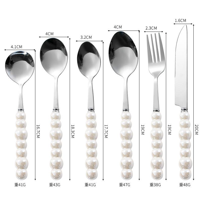 Nordic Pearl Ceramic Handle 304 Stainless Steel Cutlery Set Steak Knife Fork Spoon Set Western Cutlery Dinner Dessert Soup Spoon
Nordic Pearl Ceramic Handle 304 Stainless Steel Cutlery Set Steak Knife Fork Spoon Set Western Cutlery Dinner Dessert Soup Spoon