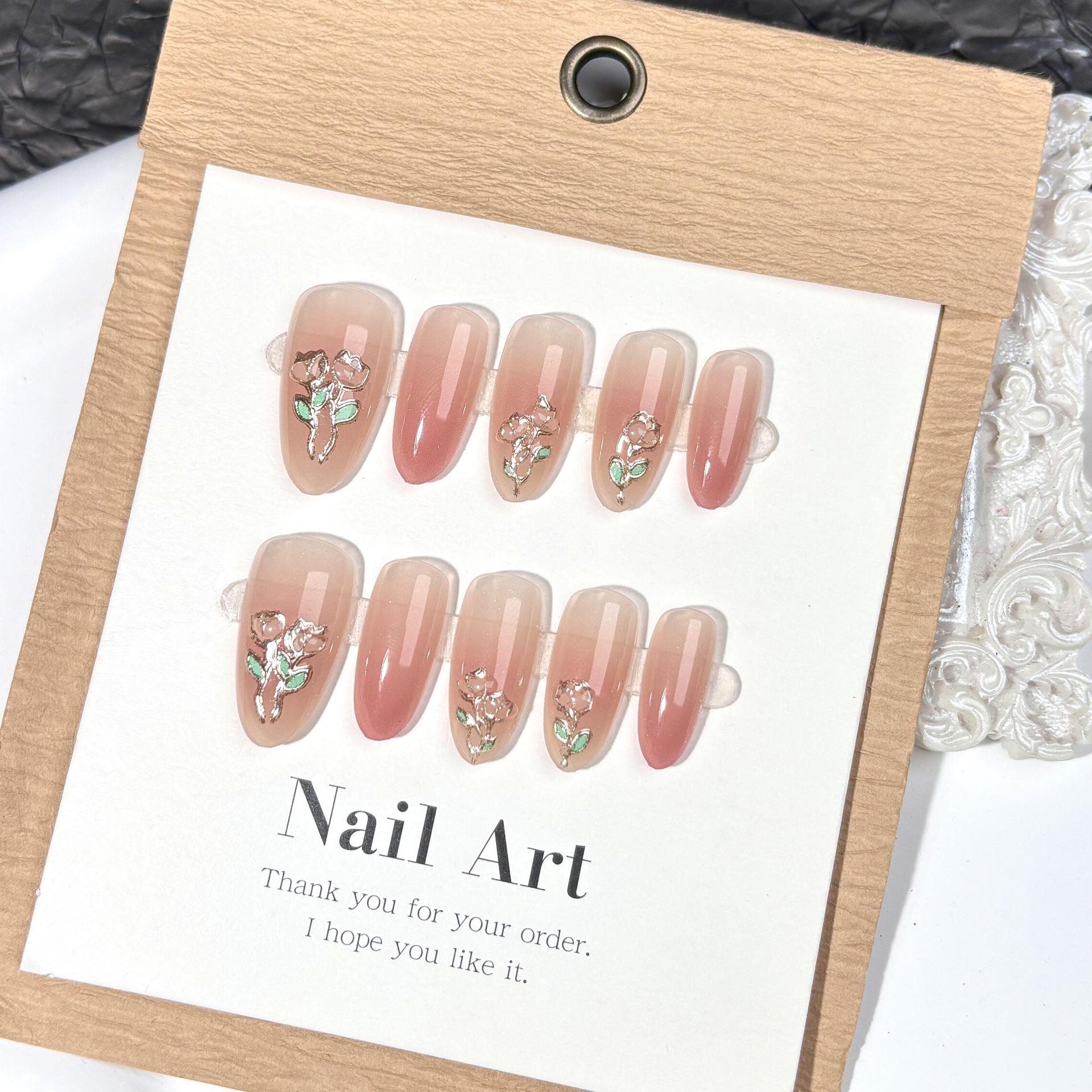 Spring Tulip Pink Gradient Gold-Plated Long Press-On Nails with Japanese Blush Floral Stickers
Spring Tulip Pink Gradient Gold-Plated Long Press-On Nails with Japanese Blush Floral Stickers