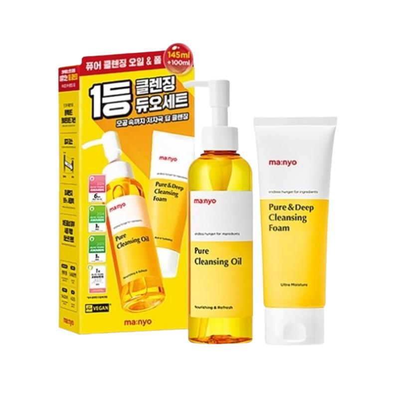 ma:nyo Pure Cleansing Oil 145ml & Pure Deep Cleansing Foam 100ml Duo Set | Korean Double Cleansing Set for Makeup, Sebum & Daily Pore Care Duo Set
ma:nyo Pure Cleansing Oil 145ml & Pure Deep Cleansing Foam 100ml Duo Set | Korean Double Cleansing Set for Makeup, Sebum & Daily Pore Care Duo Set