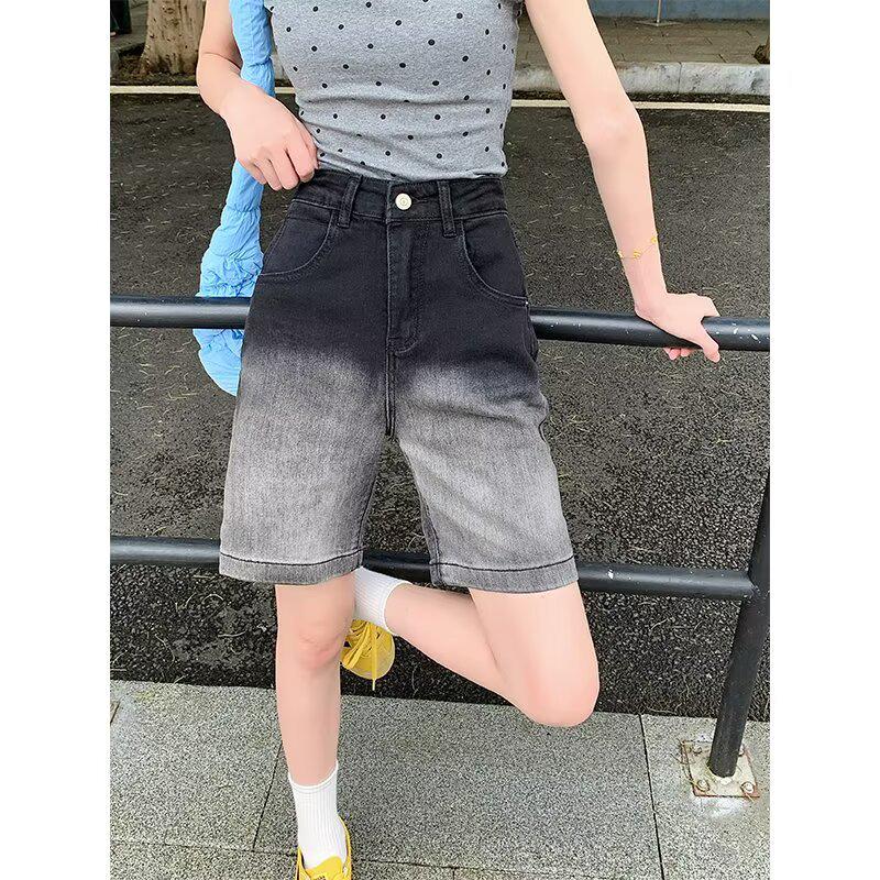 Women s High-Waist Black & Gray Gradient Denim Shorts - Plus Size, Mid-Length, Slimming, Summer Style S: Height 155-165CM (38-45kg)
Women s High-Waist Black & Gray Gradient Denim Shorts - Plus Size, Mid-Length, Slimming, Summer Style S: Height 155-165CM (38-45kg)