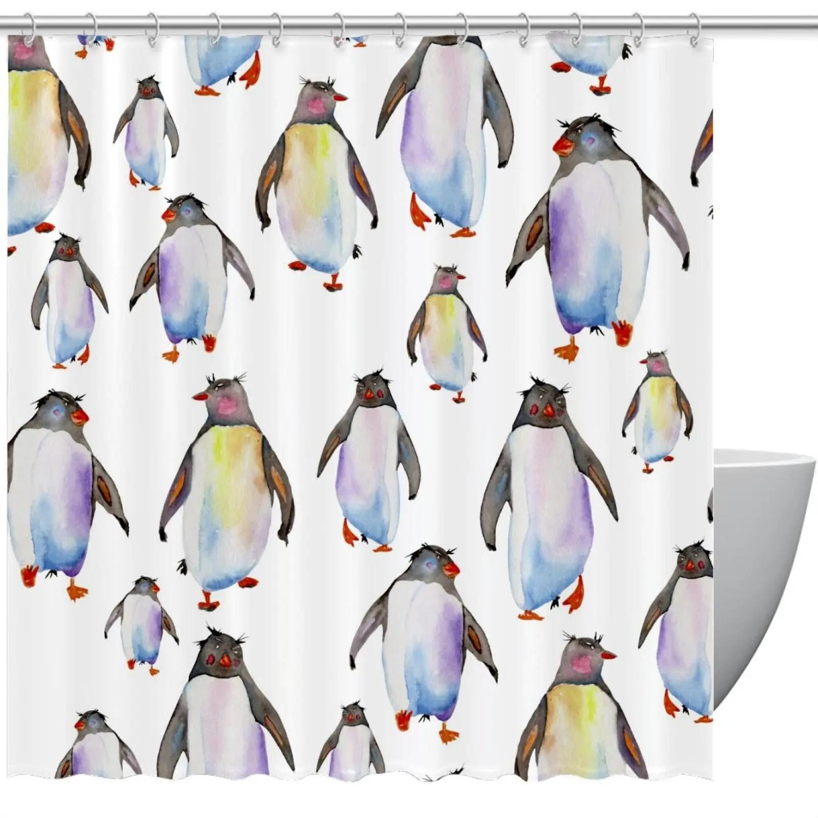 Cute Penguin Shower Curtain Animals Happy Roaming Antarctic Ice Field Funny Nature Scene Blue White Bath Curtains Hooks Included W60H190(CM)-1 Pcs
Cute Penguin Shower Curtain Animals Happy Roaming Antarctic Ice Field Funny Nature Scene Blue White Bath Curtains Hooks Included W60H190(CM)-1 Pcs