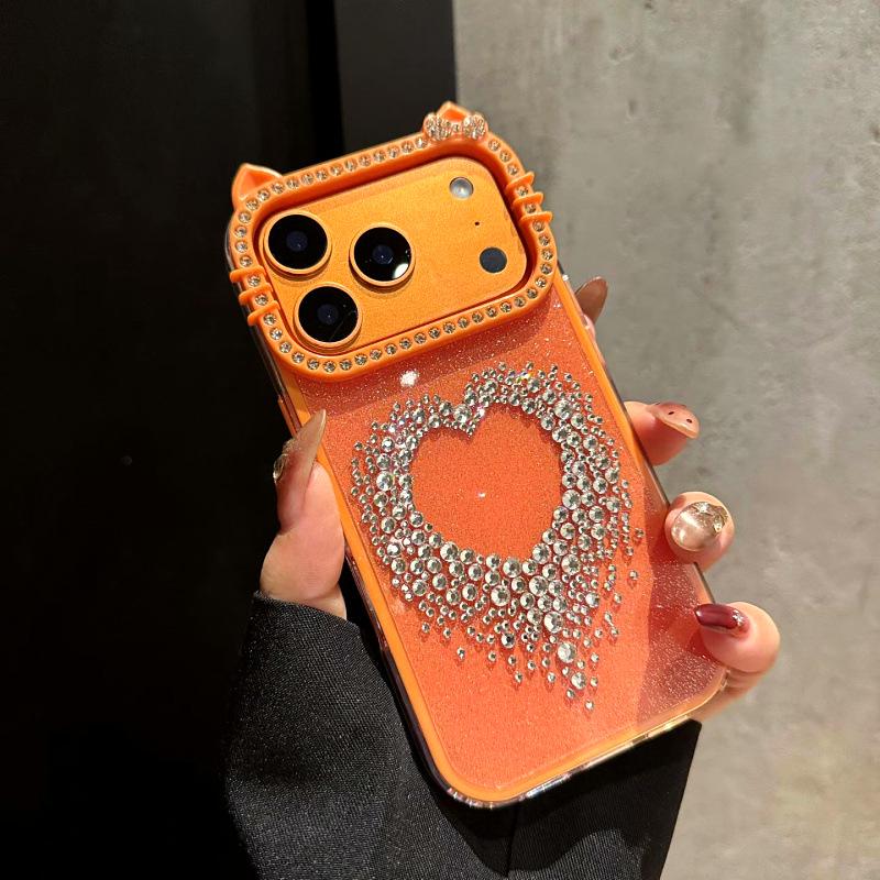 Orange Cat Ear Drill Ring Case for Apple 17 ProMax - Handmade with Pearls and Heart Design iPhone 17 Pro Max
Orange Cat Ear Drill Ring Case for Apple 17 ProMax - Handmade with Pearls and Heart Design iPhone 17 Pro Max