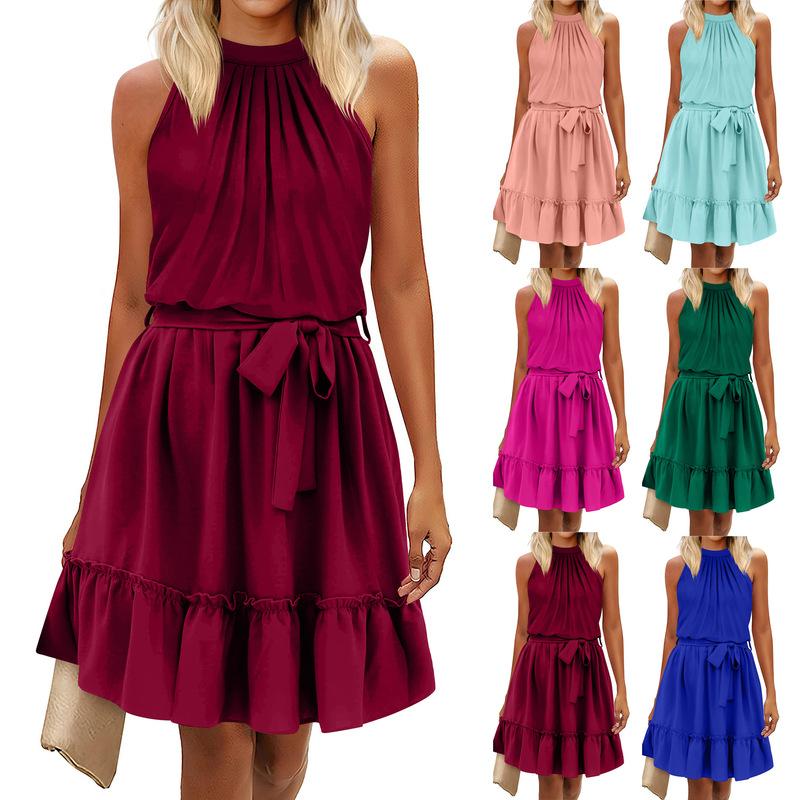 Women s Dress 2024 New Summer Women s Beach Dress Folded Cake Dress Loose Neck Tie Sleeveless Dress Women s Summer Clothing S синій
Women s Dress 2024 New Summer Women s Beach Dress Folded Cake Dress Loose Neck Tie Sleeveless Dress Women s Summer Clothing S синій