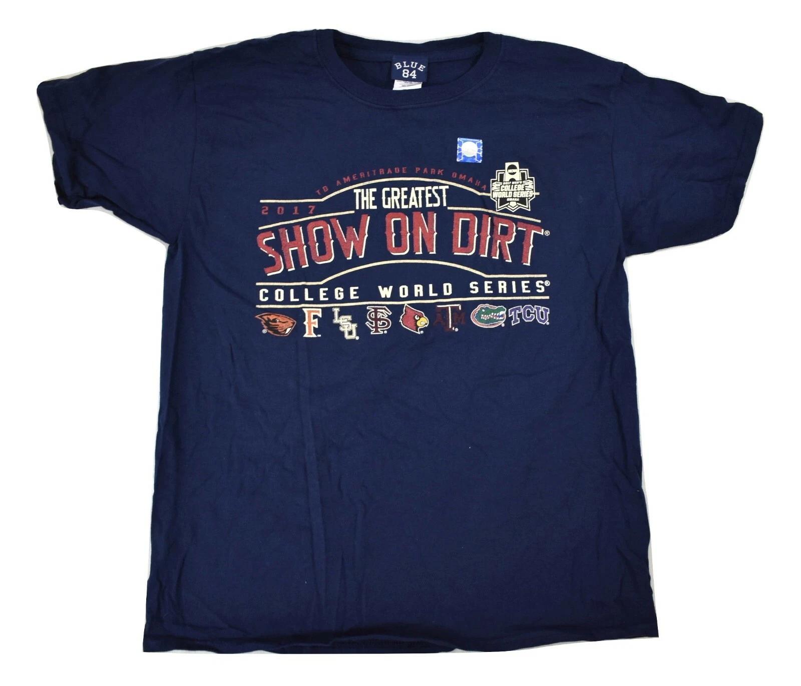 Blue 84 Boys The Greatest Show On Dirt 2017 College World Series 2017 Shirt New L
Blue 84 Boys The Greatest Show On Dirt 2017 College World Series 2017 Shirt New L