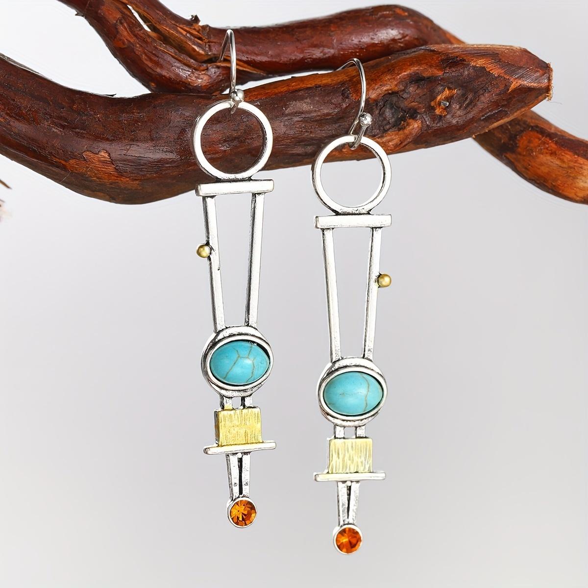 2pcs/pair Men s New Turquoise Earrings Silvery Lapis Lazuli Faux Diamond Two-color Plaid Earrings
2pcs/pair Men s New Turquoise Earrings Silvery Lapis Lazuli Faux Diamond Two-color Plaid Earrings