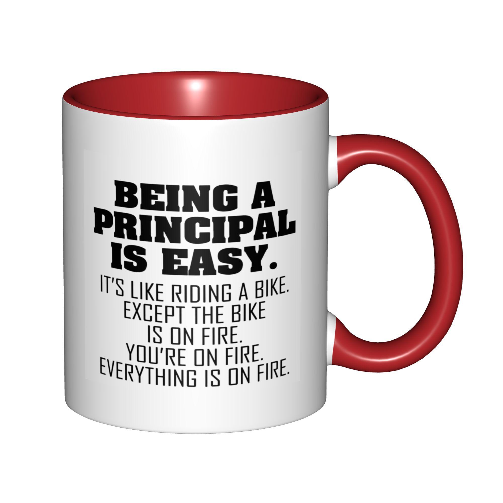 Быть директором легко, кроме того, что велосипед горит. Кружки с черной ручкой. Кофейные кружки на день рождения. Керамические чайные чашки 11 унций 301-400ml красный