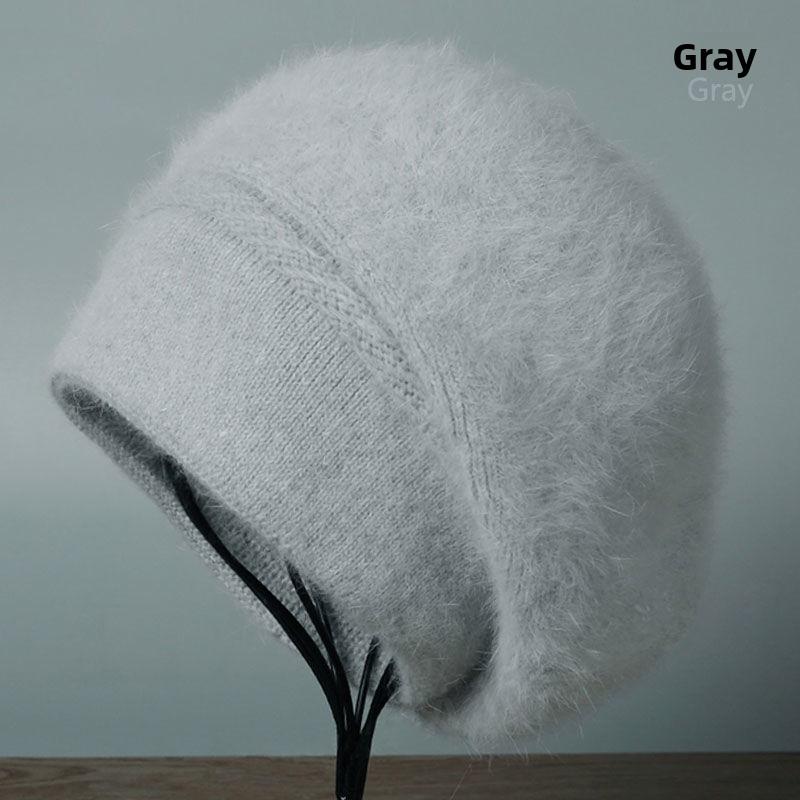 Шапка из кроличьего меха Женская Новая Осенне-зимняя Шерстяная Вязаная Теплая Шапка от Холода Модная Тренд Шапка one size