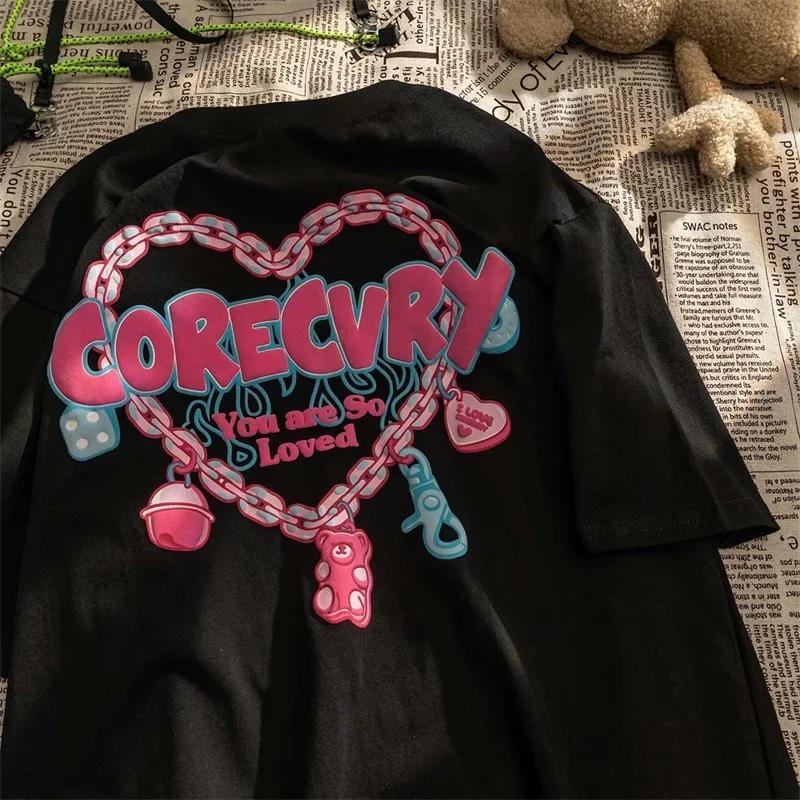 Women T Shirt Harajuku Oversize Chain Love Print Graffiti Short-Sleeved T-Shirt Tide Street Hip-Hop Loose Streetwear XS
Women T Shirt Harajuku Oversize Chain Love Print Graffiti Short-Sleeved T-Shirt Tide Street Hip-Hop Loose Streetwear XS