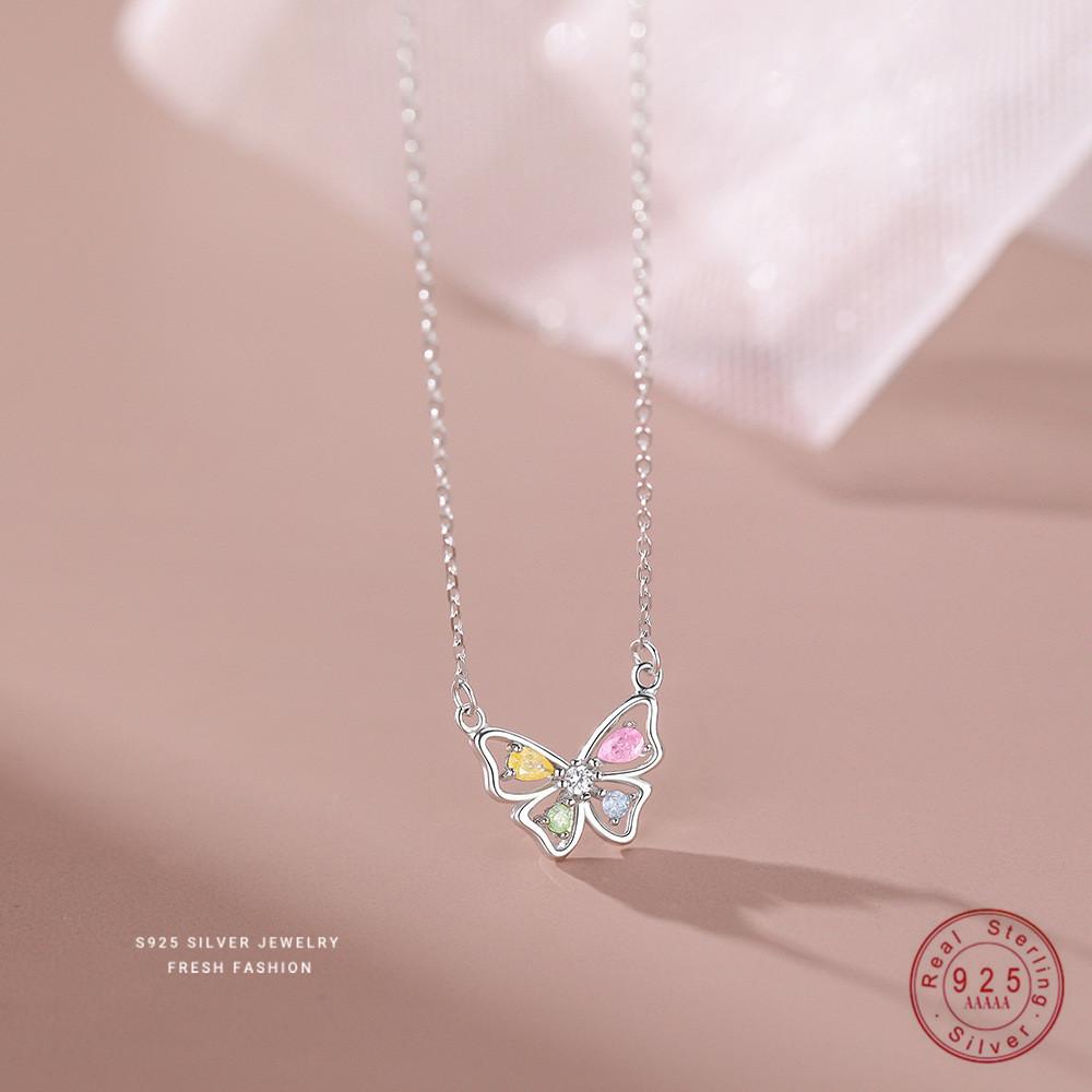 925 Sterling Silver Korean Sweet Colored Zircon Butterfly Pendant Necklace for Women Wedding Party Jewelry серебряный
925 Sterling Silver Korean Sweet Colored Zircon Butterfly Pendant Necklace for Women Wedding Party Jewelry серебряный