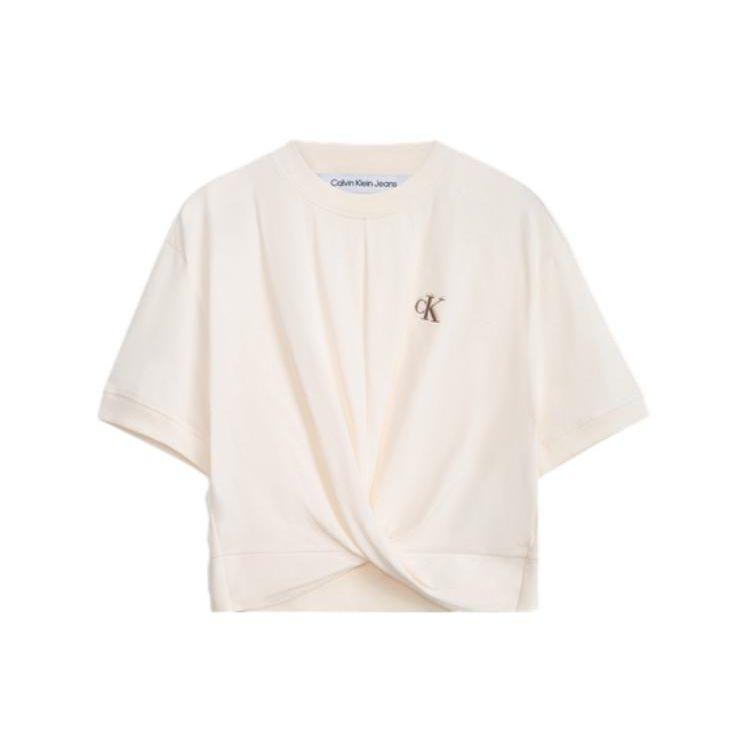 Calvin Klein Cross Hem Embroidered Logo Short Sleeve T-Shirt Women Tops Off-White J221173-YBH
Calvin Klein Cross Hem Embroidered Logo Short Sleeve T-Shirt Women Tops Off-White J221173-YBH