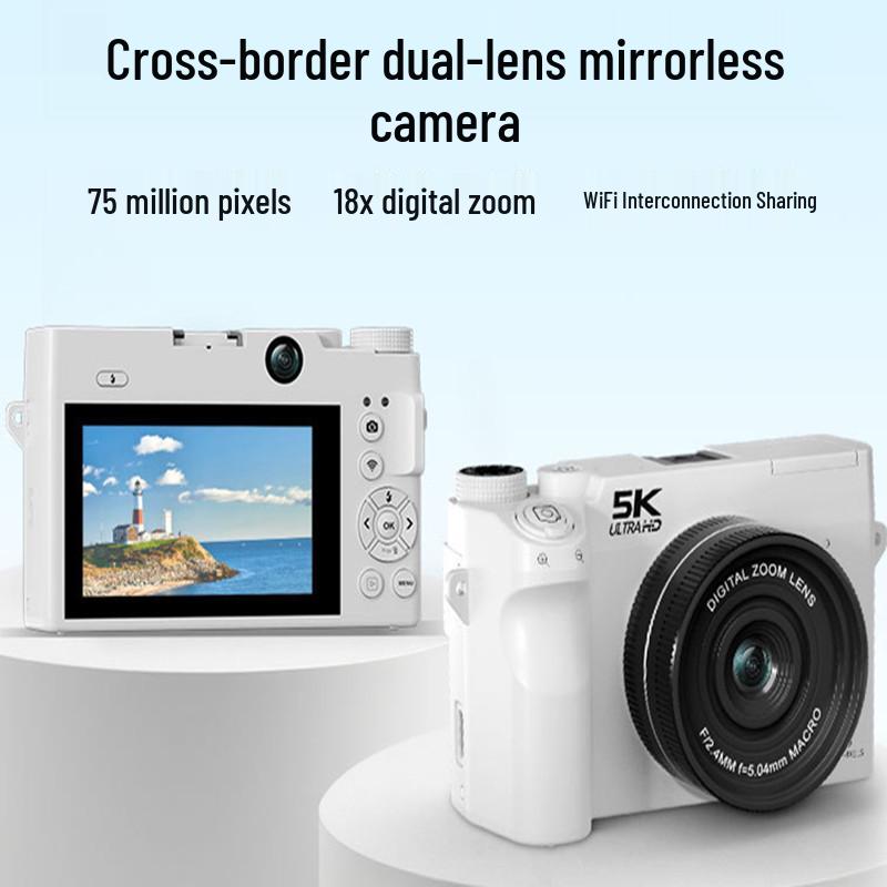 5K HD Mirrorless Digital Camera with Flip Screen, 18x Zoom, WiFi, Selfie, and Beauty Mode. White (No Memory Card)
5K HD Mirrorless Digital Camera with Flip Screen, 18x Zoom, WiFi, Selfie, and Beauty Mode. White (No Memory Card)