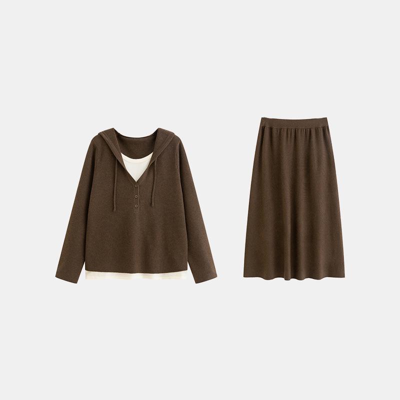 Plus Size Women s Hooded Faux Two-Piece Knit Top & Half Skirt Set, Winter 2025 Casual Chubby MM Fashion. XXL (150-180 jin) кавовий
Plus Size Women s Hooded Faux Two-Piece Knit Top & Half Skirt Set, Winter 2025 Casual Chubby MM Fashion. XXL (150-180 jin) кавовий