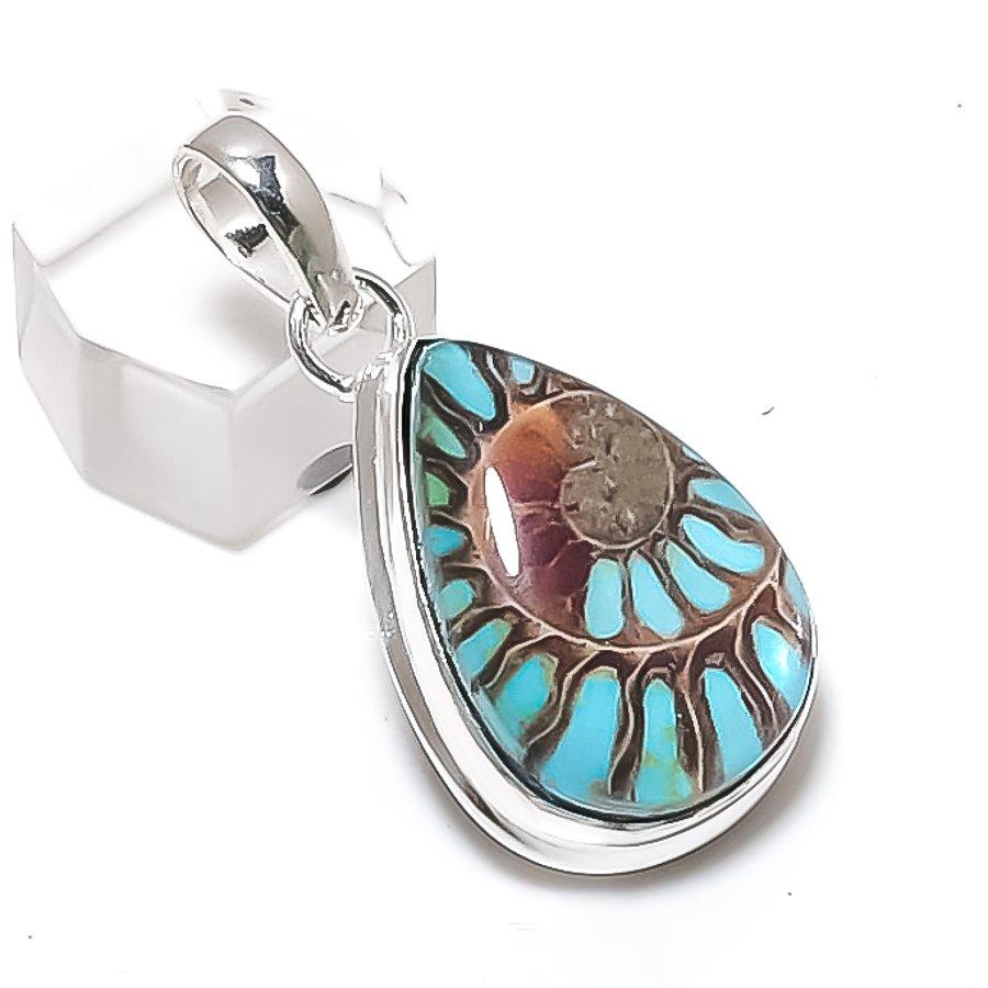 Ammonite Fossil Gemstone 925 Sterling Silver Jewelry Pendant 1.73
Ammonite Fossil Gemstone 925 Sterling Silver Jewelry Pendant 1.73