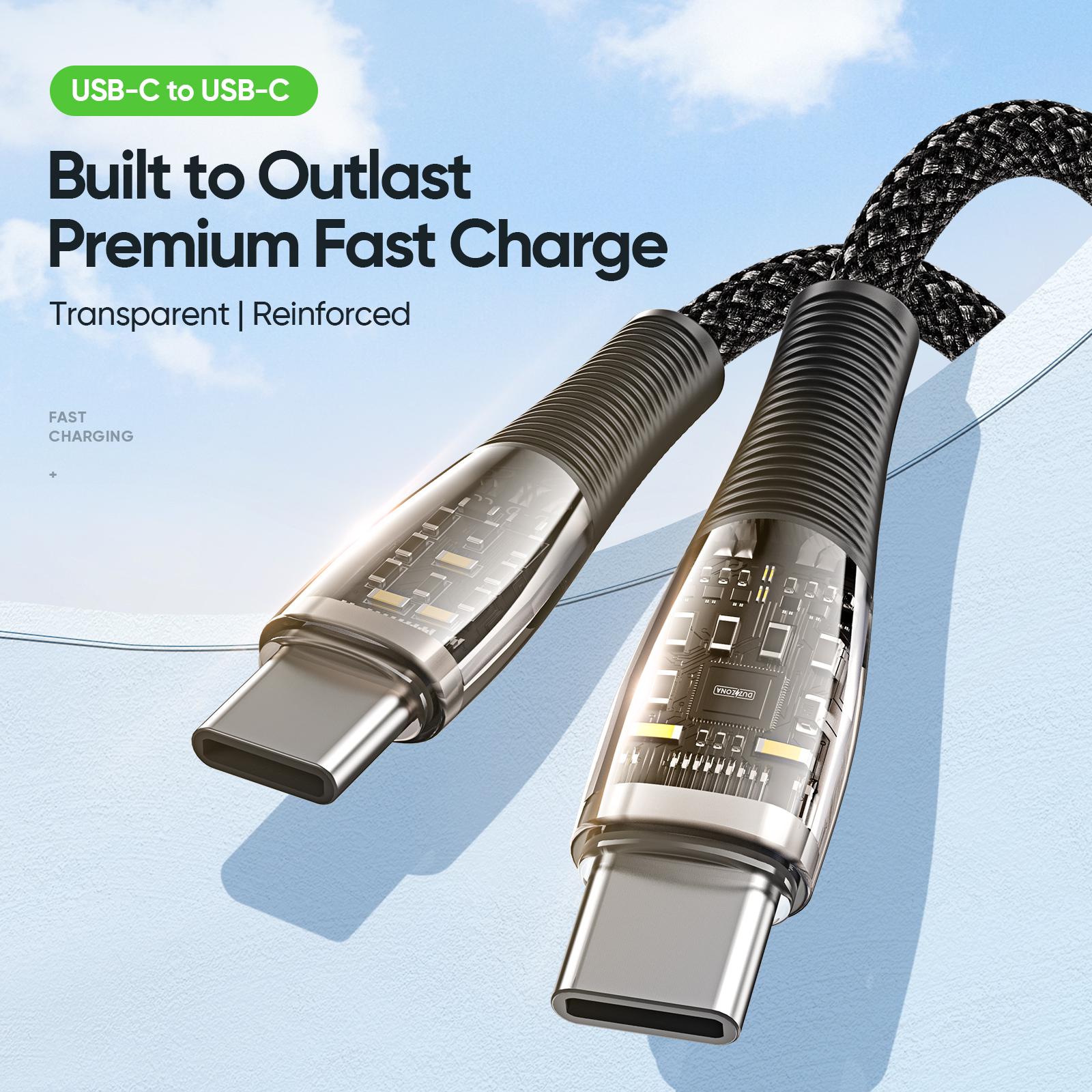 DUZZONA A6 1m USB C to USB C Cable PD 65W Fast Charging PVC Nylon Braided Data Cord for iPhone 16-15 Series/Huawei Mate 60/Xiaomi
DUZZONA A6 1m USB C to USB C Cable PD 65W Fast Charging PVC Nylon Braided Data Cord for iPhone 16-15 Series/Huawei Mate 60/Xiaomi