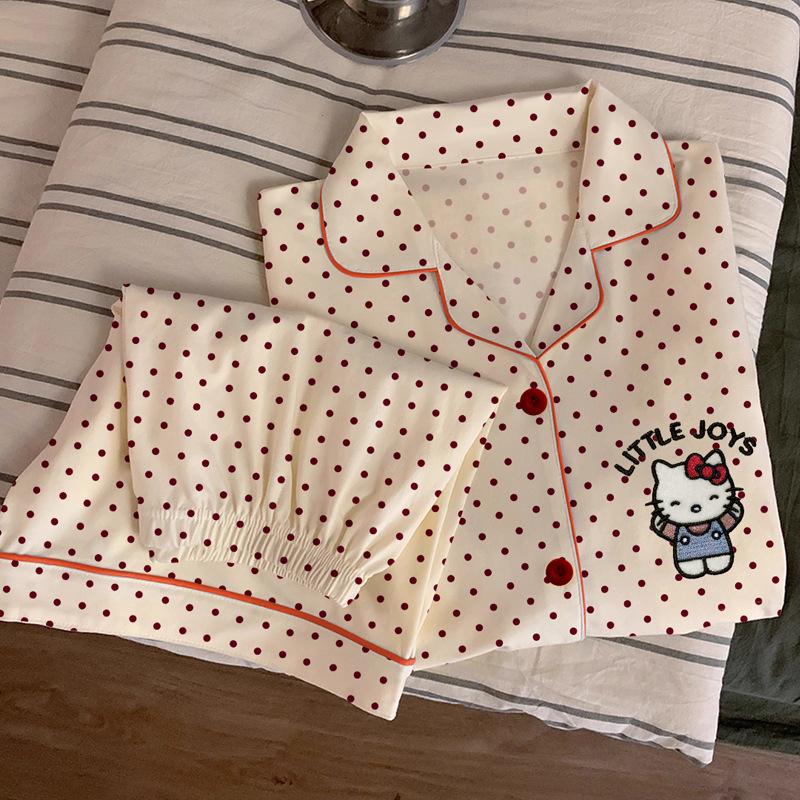 Комплект женской пижамы в корейском стиле с мультяшным принтом в горошек – с коротким рукавом и шортами, легкая летняя домашняя одежда 2XL (130-145 Jin)
Комплект женской пижамы в корейском стиле с мультяшным принтом в горошек – с коротким рукавом и шортами, легкая летняя домашняя одежда 2XL (130-145 Jin)