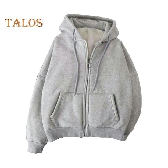 Осень-зима Мужское пальто на молнии с длинными рукавами, эластичными манжетами, толстый, большого размера, со шнурком, плюшевый, однотонный, свободные карманы, повседневная спортивная толстовка с капюшоном 4XL серый