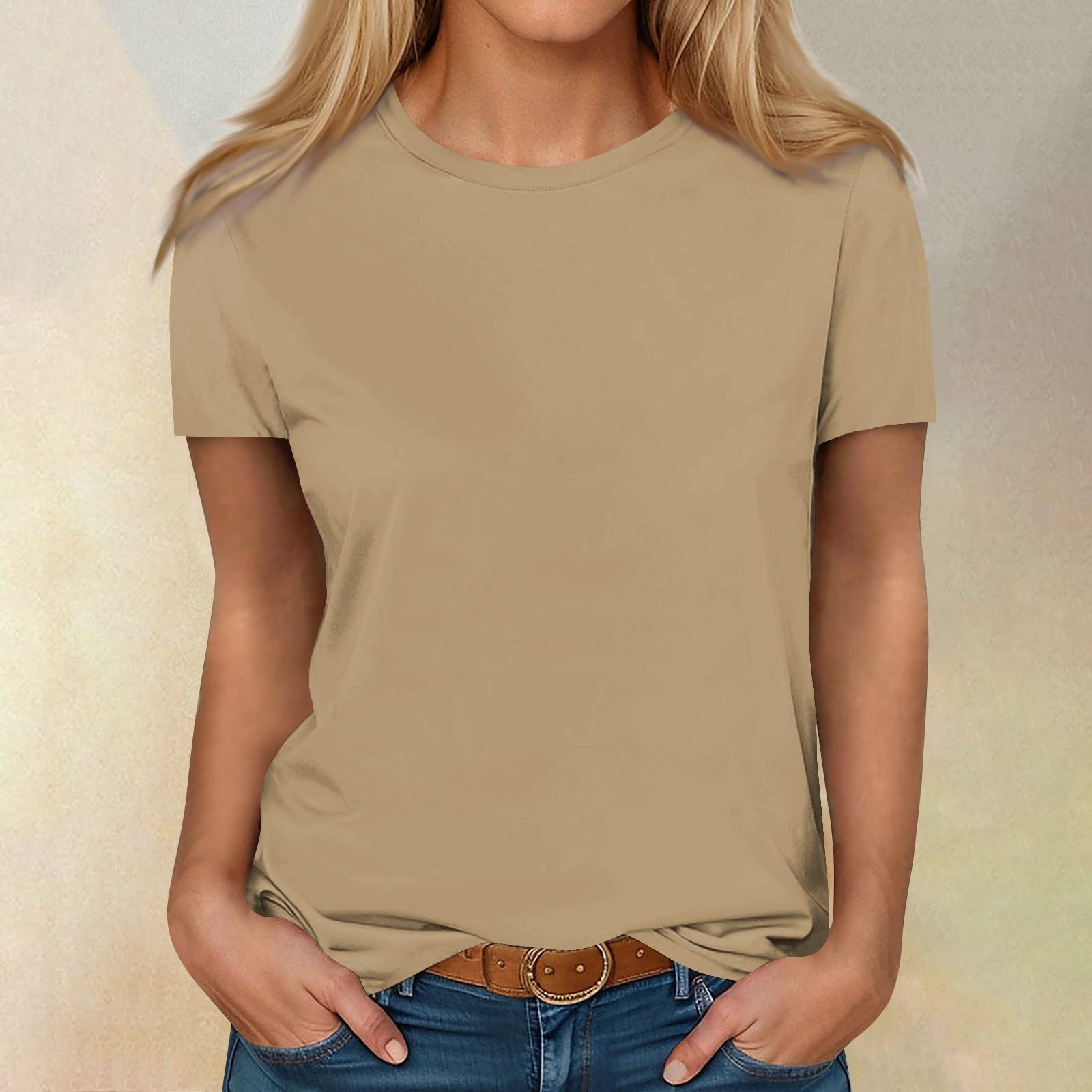 Рубашки с коротким рукавом для женщин, милые топы, однотонные футболки, блузки, повседневные базовые топы больших размеров, пуловеры XXXXL хаки
Рубашки с коротким рукавом для женщин, милые топы, однотонные футболки, блузки, повседневные базовые топы больших размеров, пуловеры XXXXL хаки