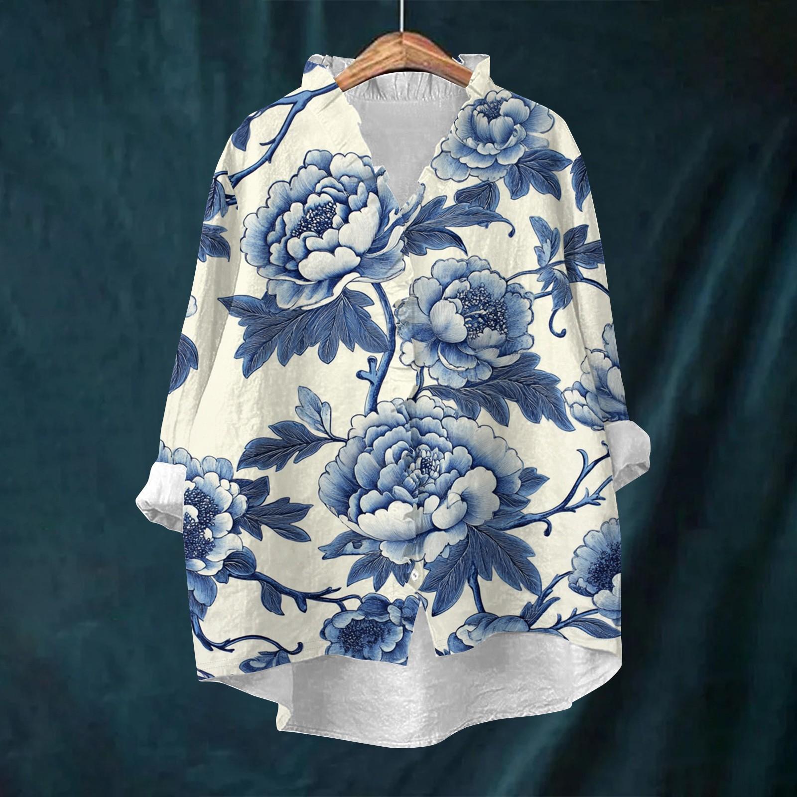 Women s Loose Ruffled Retro Floral Print Stand Collar Long Sleeve Cotton And Linen Top M синій
Women s Loose Ruffled Retro Floral Print Stand Collar Long Sleeve Cotton And Linen Top M синій