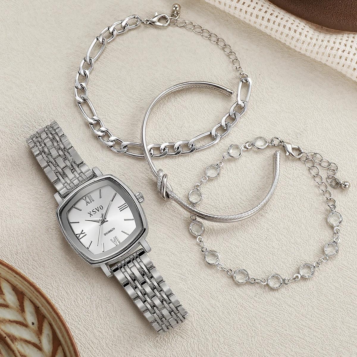 Fashion and Light Luxury Simple Square Dial Alloy Strap Women s Quartz Watch Bracelet 4 Piece Set, Suitable for Christmas and Th серебряный
Fashion and Light Luxury Simple Square Dial Alloy Strap Women s Quartz Watch Bracelet 4 Piece Set, Suitable for Christmas and Th серебряный