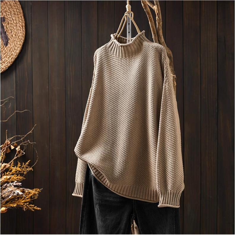 Осенне-зимний хлопковый свитер с полувысоким воротником, женский свободный большого размера, скрывающий недостатки фигуры, повседневный пуловер, вязаный нитью M
Осенне-зимний хлопковый свитер с полувысоким воротником, женский свободный большого размера, скрывающий недостатки фигуры, повседневный пуловер, вязаный нитью M