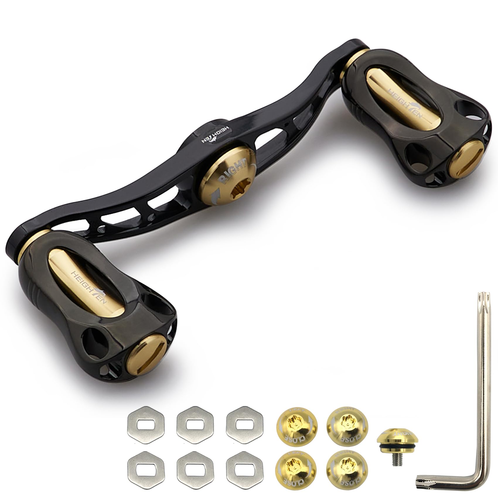 HEIGHTEN Reel Handle with 22mm Knob for Shimano DAIWA General Bait Reel Fan Series 115/88mm (SHIMANO) (Abu) (Black & Gold, 88mm)
HEIGHTEN Reel Handle with 22mm Knob for Shimano DAIWA General Bait Reel Fan Series 115/88mm (SHIMANO) (Abu) (Black & Gold, 88mm)