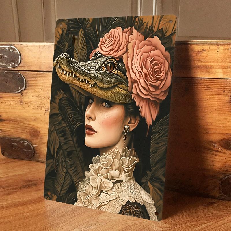 1 piece of vintage elegant crocodile and rose portrait tin painting, European style living room wall decoration plaque, home art (as the picture,20x30cm)
1 piece of vintage elegant crocodile and rose portrait tin painting, European style living room wall decoration plaque, home art (as the picture,20x30cm)