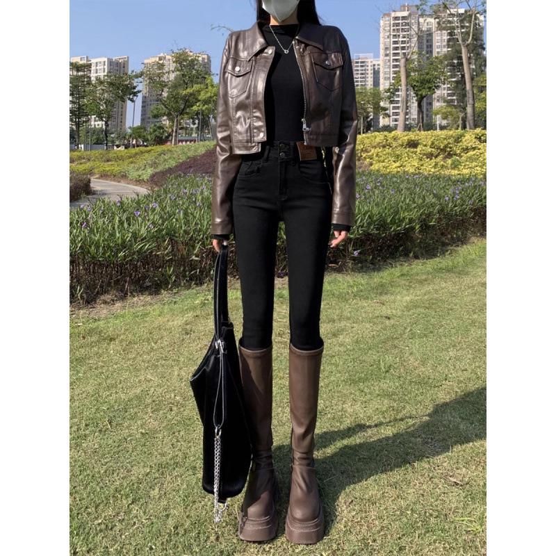 Women s High-Waist Slim Fit Black Skinny Jeans - Stretch Nine-Point Pencil Pants for Autumn/Winter 32 fits 140-150 lbs
Women s High-Waist Slim Fit Black Skinny Jeans - Stretch Nine-Point Pencil Pants for Autumn/Winter 32 fits 140-150 lbs