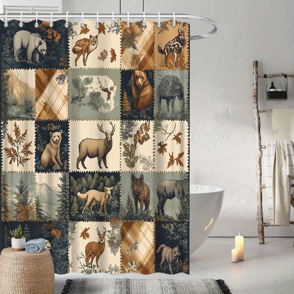 Vintage Animal Collage Shower Curtain - 4x4 Grid, Sepia-Toned Forest & Mountain Design, 70x70 , 12 Rust-Proof Hooks, Polyester W90XH180cm
Vintage Animal Collage Shower Curtain - 4x4 Grid, Sepia-Toned Forest & Mountain Design, 70x70 , 12 Rust-Proof Hooks, Polyester W90XH180cm