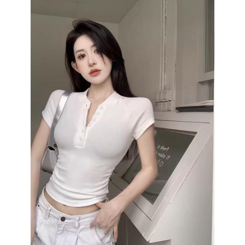 2026 Women s Short Sleeve Button Collar T-Shirt - Casual, Versatile, Pure Color M білий
2026 Women s Short Sleeve Button Collar T-Shirt - Casual, Versatile, Pure Color M білий