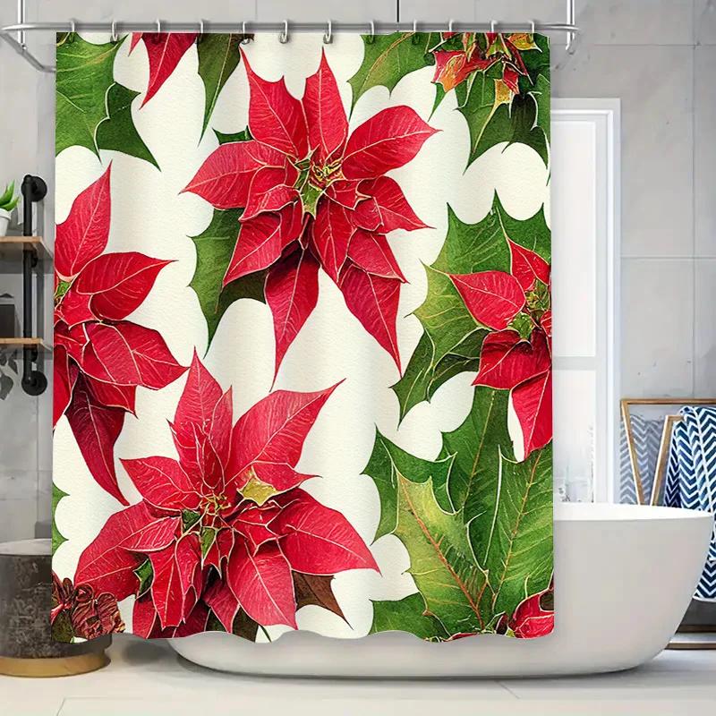 Christmas-themed shower curtain with red poinsettias for bathroom decor waterproof fabric suitable for all seasons #home-decor W90xH180cm
Christmas-themed shower curtain with red poinsettias for bathroom decor waterproof fabric suitable for all seasons #home-decor W90xH180cm
