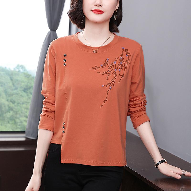 Матері середнього віку Весняний модний жіночий одяг Вишиті футболки з довгими рукавами для жінок середнього та літнього віку Вільні топи великих розмірів XL помаранчевий
Матері середнього віку Весняний модний жіночий одяг Вишиті футболки з довгими рукавами для жінок середнього та літнього віку Вільні топи великих розмірів XL помаранчевий