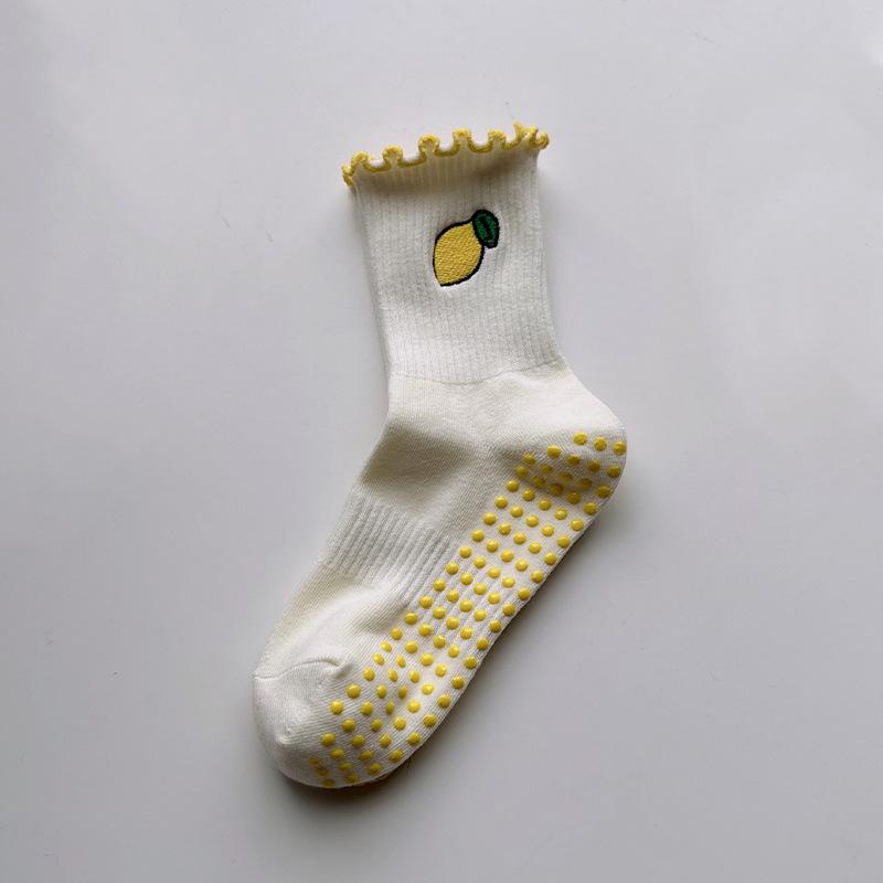 Yoga Socks - Women s Mid-calf Socks with Lace Embroidery and Anti-slip Design for Pilates Fitness and Exercise on The Floor. 1 pair
Yoga Socks - Women s Mid-calf Socks with Lace Embroidery and Anti-slip Design for Pilates Fitness and Exercise on The Floor. 1 pair