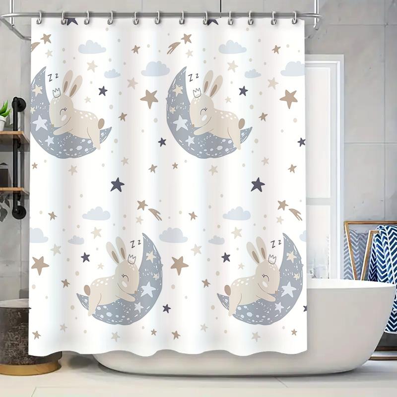 Sleepy Rabbit Moon Night Shower Curtain Baby Blue White, 72 x 72, Bathroom Decor for Kids Bedroom, Starry Sky Pattern, Waterproo 90x180cm
Sleepy Rabbit Moon Night Shower Curtain Baby Blue White, 72 x 72, Bathroom Decor for Kids Bedroom, Starry Sky Pattern, Waterproo 90x180cm