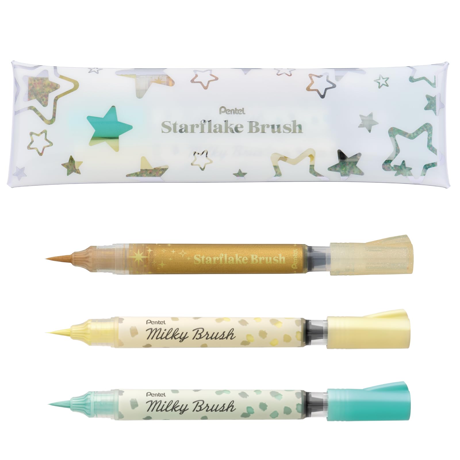 Pentel Starflake Brush Pen Limited Edition Milky Set Pastel Pastel Mint (Gold, Yellow, Green) GFH-SPST2
Pentel Starflake Brush Pen Limited Edition Milky Set Pastel Pastel Mint (Gold, Yellow, Green) GFH-SPST2