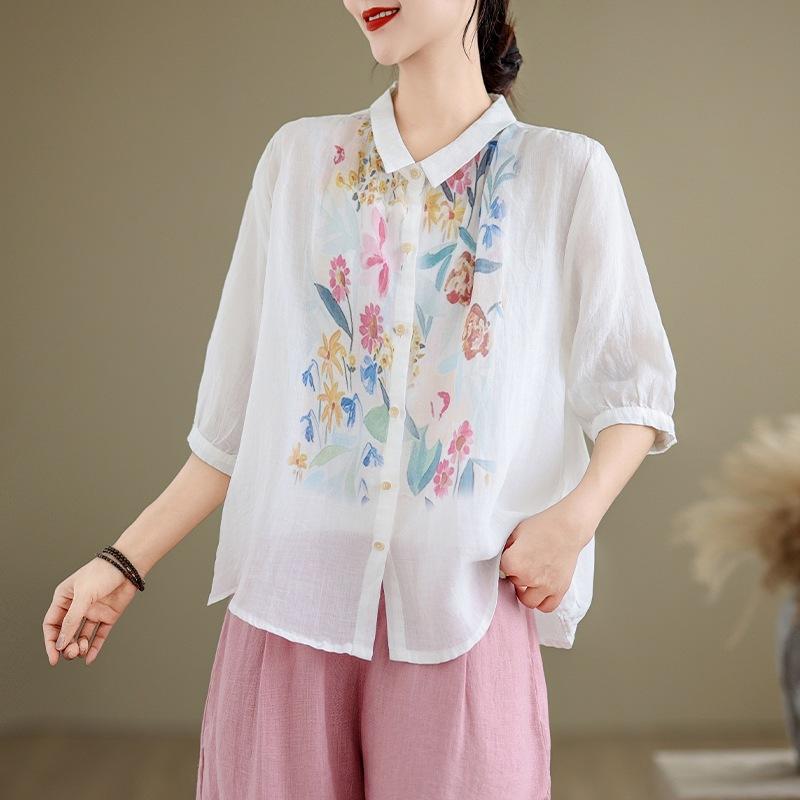 Рубашка из хлопка и льна с принтом, женская, летняя, 2025 года, тонкая, свободная, большого размера, с мясистыми лацканами, рукавами семь четвертей, топ-кардиган 2XL белый
Рубашка из хлопка и льна с принтом, женская, летняя, 2025 года, тонкая, свободная, большого размера, с мясистыми лацканами, рукавами семь четвертей, топ-кардиган 2XL белый