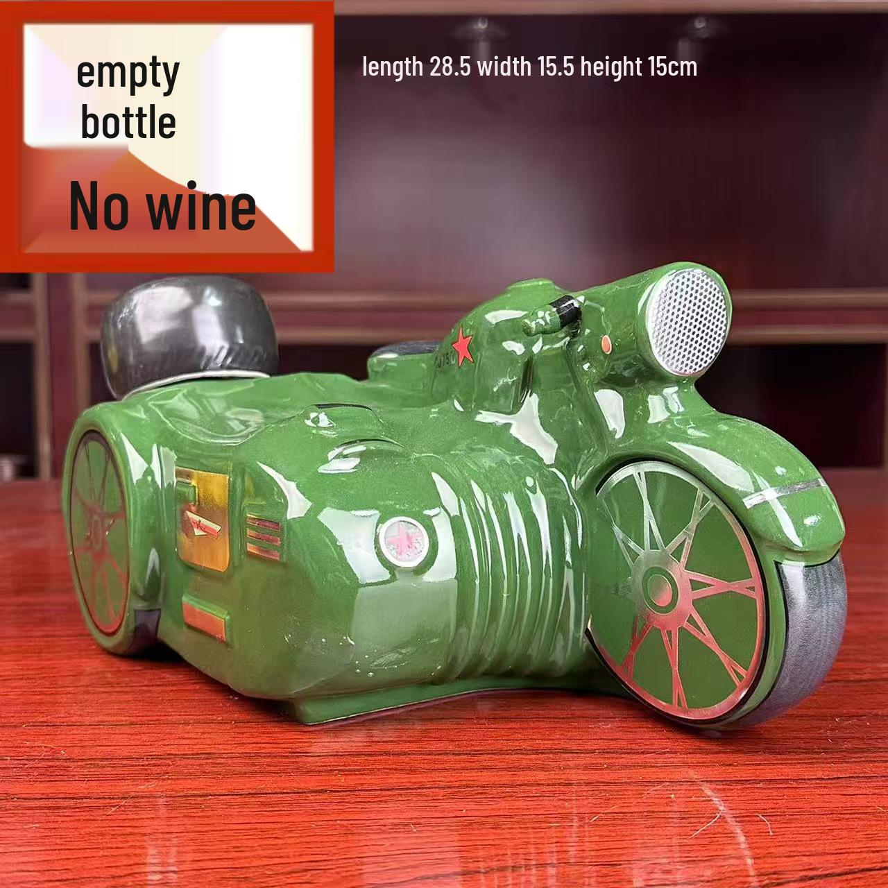 Green Ceramic Motorcycle Wine Bottle, 3 Jin Capacity - Decorative and Creative Sealed Ornament.
Green Ceramic Motorcycle Wine Bottle, 3 Jin Capacity - Decorative and Creative Sealed Ornament.