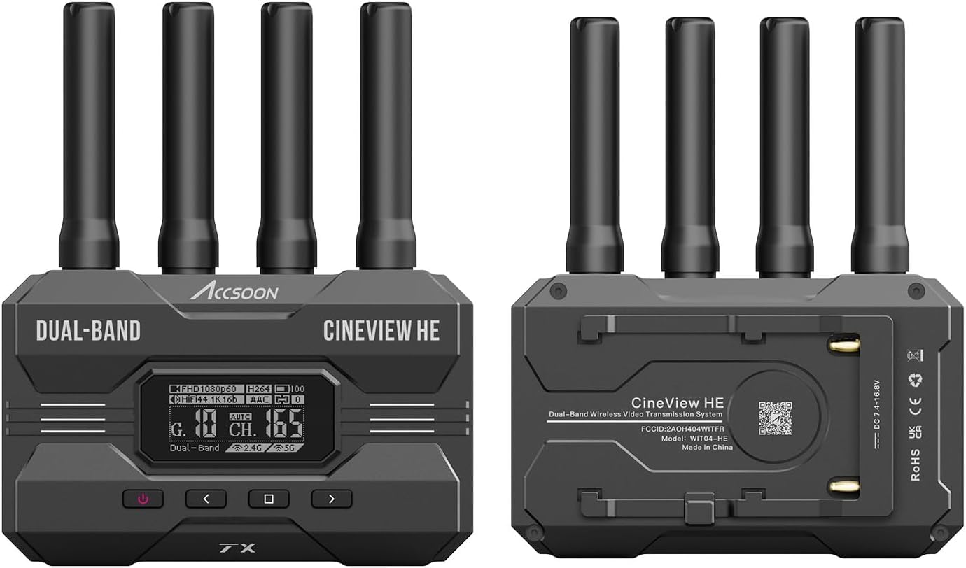 Official Accsoon CineView HE HDMI Video Transmission System Transmitter Receiver Dual Band UVC Live Streaming 1080p 60fps 350m Transmission Supports 4
Official Accsoon CineView HE HDMI Video Transmission System Transmitter Receiver Dual Band UVC Live Streaming 1080p 60fps 350m Transmission Supports 4