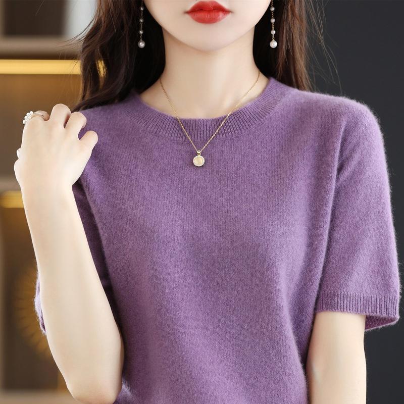 Женская повседневная футболка с коротким рукавом и круглым вырезом, летние базовые простые вязаные футболки, топы 2XL темно-фиолетового
Женская повседневная футболка с коротким рукавом и круглым вырезом, летние базовые простые вязаные футболки, топы 2XL темно-фиолетового