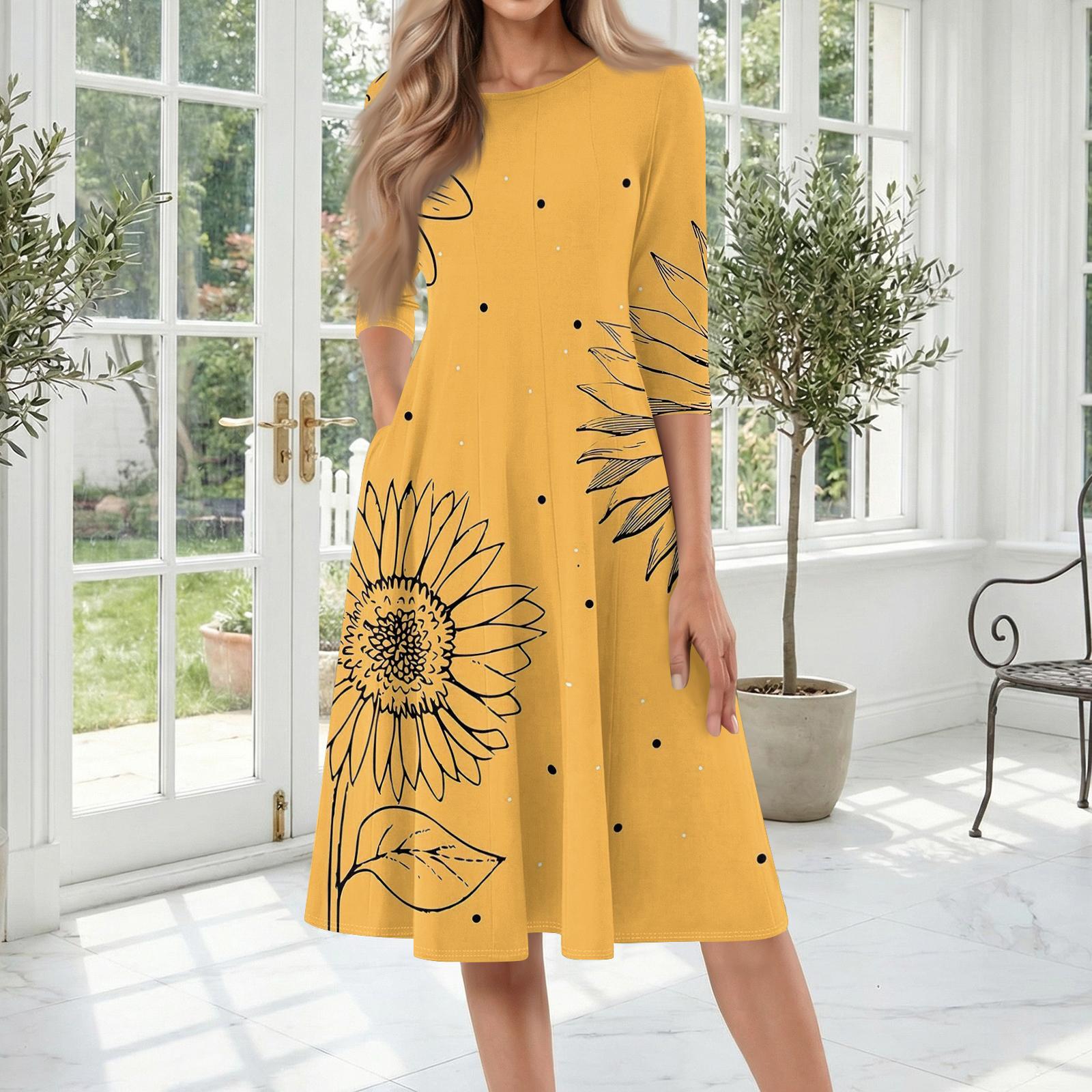 Women s Casual Fashion Round Neck Three Quarter Sleeve Printed Midi Dress XL жовтий
Women s Casual Fashion Round Neck Three Quarter Sleeve Printed Midi Dress XL жовтий