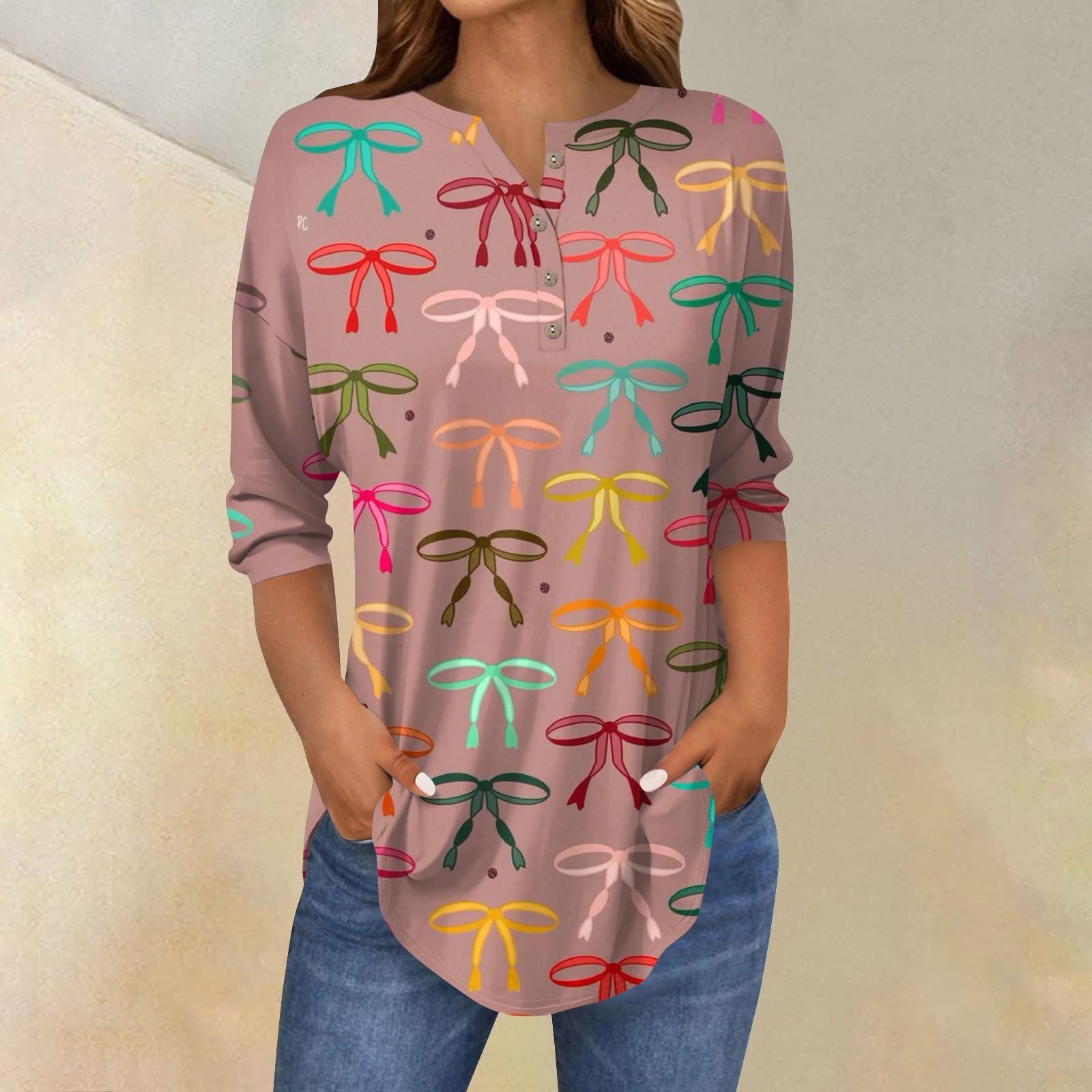 Жіноча повсякденна вільна футболка з бантом і ґудзиками з рукавами три чверті XXL
Жіноча повсякденна вільна футболка з бантом і ґудзиками з рукавами три чверті XXL